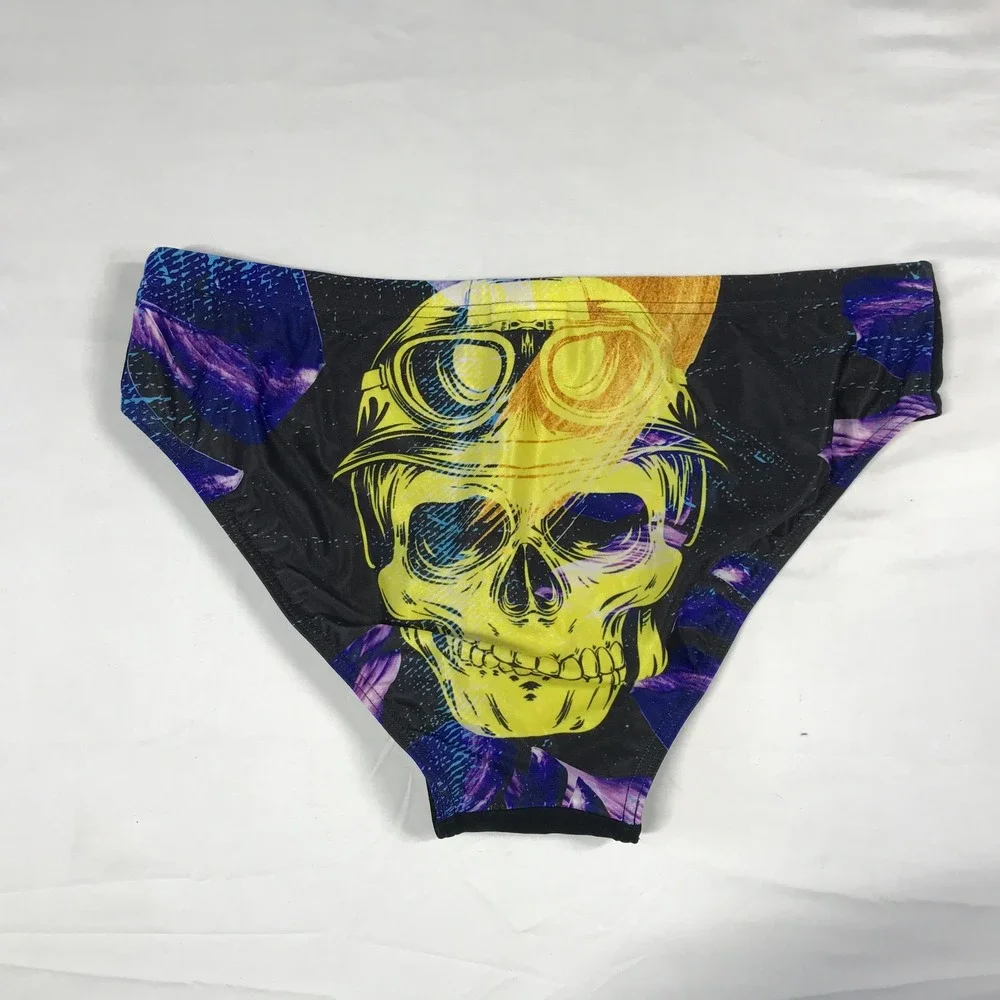 Arena Mens Swim Brief Black Skull Galaxy Print Performance Swimwear Size 36